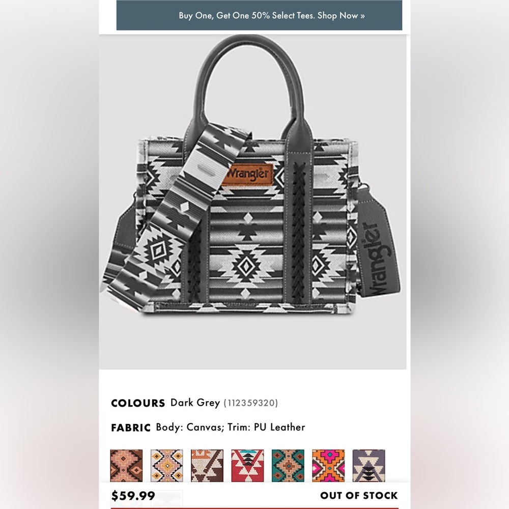 NWOT Sold out gray wrangler purse